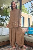 Tasha Damask Cap Sleeve Button Top Walnut